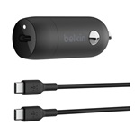 BELKIN BOOST CHARGE autós töltő Type-C aljzat 30W, PD gyorstöltő + Type-C kábel, FEKETE