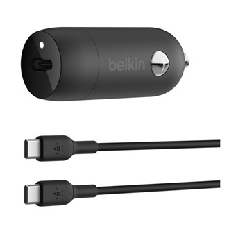 BELKIN BOOST CHARGE autós töltő Type-C aljzat 30W, PD gyorstöltő + Type-C kábel, FEKETE