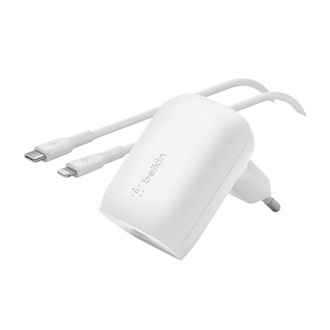 BELKIN BOOST CHARGE hálózati töltő Type-C aljzat 30W, PD gyorstöltő + lightning kábel, FEHÉR