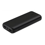 BELKIN BOOST CHARGE vésztöltő 2 USB+Type-C aljzat 20000mAh, gyorstöltő + Type-C kábel, FEKETE