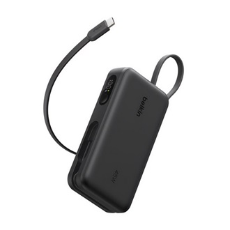 BELKIN UltraCharge powerbank USB+Type-C aljzat (10000mAh, 45W, PD gyorstöltő, LED kijelző + fix Type-C kábel) FEKETE