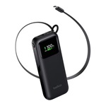 BELKIN UltraCharge powerbank USB+Type-C aljzat (11000mAh, 60W, PD gyorstöltő, LED kijelző + fix Type-C kábel) FEKETE