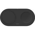 BELKIN asztali töltő 2in1 (15W, gyorstöltő, wireless, Magsafe, Apple Airpods töltő, Qi2) FEKETE