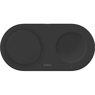 BELKIN asztali töltő 2in1 (15W, gyorstöltő, wireless, Magsafe, Apple Airpods töltő, Qi2) FEKETE