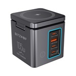 BLITZWOLF asztali töltőállvány USB+3 Type-C 105W, Apple Watch töltő, FEKETE