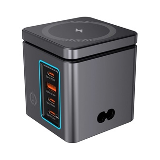 BLITZWOLF asztali töltőállvány USB+3 Type-C 105W, Apple Watch töltő, FEKETE