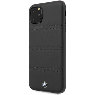 BMW iPhone 11 Pro Max vízszintesen csíkozott fekete kemény bőrtok