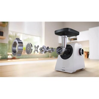 BOSCH MFWS420W Serie 4 MultiPower Húsdaráló, 2,5kg/perc, 1900W, Fehér/Fekete