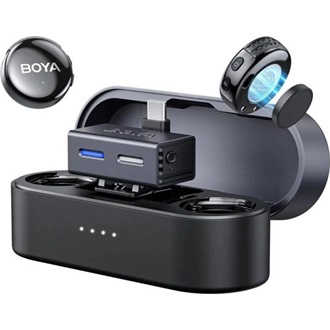 BOYA Mikrofon - BOYALINK 3-02 (Vezeték nélküli, zajszűrés, fekete, USB-C, 3,5mm)