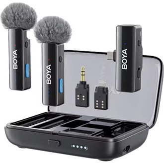 BOYA Mikrofon - BOYALINK V2.0 (Vezeték nélküli, zajszűrés, fekete, Lightning, USB-C)