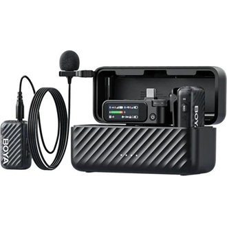 BOYA Mikrofon - BOYAMIC 2-01 (Vezeték nélküli, zajszűrés, fekete, USB-C, 3,5mm, 2 db csíptetős mikrofon)