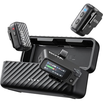 BOYA Mikrofon - BOYAMIC 2-02 (Vezeték nélküli, zajszűrés, fekete, USB-C, 3,5mm)