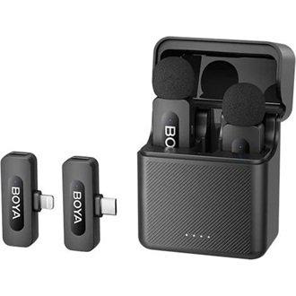 BOYA Mikrofon - BY-V3 Combo (Vezeték nélküli, fekete, 2TX+2RX, Lightning, USB-C)