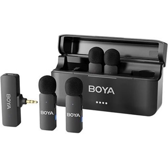 BOYA Mikrofon - BY-V4 (Vezeték nélküli, zajszűrés, fekete, 3,5mm)