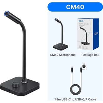 BOYA Mikrofon - CM40 (USB, állvány, fekete)