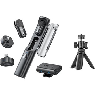BOYA Mikrofon - Magic-01 (Vezeték nélküli, fekete, 2TX+3RX, Lightning, USB-C, 3,5mm, állvány)