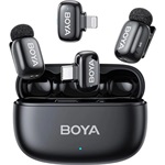 BOYA Mikrofon - mini 2-01 (Vezeték nélküli, AI zajszűrő, fekete, 2TX+2RX, Lightning, USB-C)