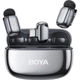 BOYA Mikrofon - mini 2-02-Space Gray (Vezeték nélküli, AI zajszűrő, szürke, 2TX+1RX, USB-C)
