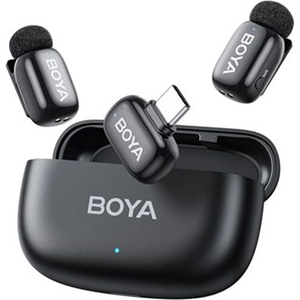 BOYA Mikrofon - mini 2-02 (Vezeték nélküli, AI zajszűrő, fekete, 2TX+1RX, USB-C)
