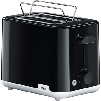 BRAUN HT1010BK Breakfast 1 2 szeletes kenyérpirító, 8 fokozat, kiolvasztó funkció, 900W, Fekete