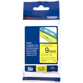 BROTHER Festékszalag TZe-621, Sárga alapon Fekete, Laminált, 9mm  0.35", 8 méter