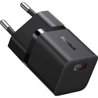Baseus GaN5 Mini 25W univerzális hálózati töltő adapter fekete +1m 100W kábel