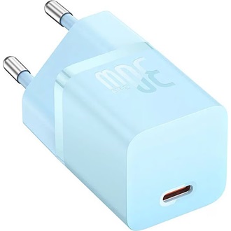 Baseus GaN5 Mini 30W univerzális hálózati töltő adapter kék +1m 100W kábel