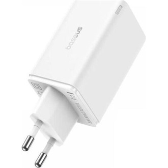 Baseus GaN6 Pro 65W univerzális hálózati töltő adapter fehér +1m 100W kábel