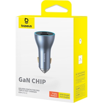 Baseus Golden Contactor Pro GaN 65W univerzális autós töltő adapter szürke