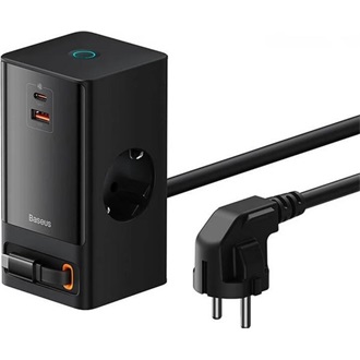 Baseus PowerCombo 5-in1 65W univerzális hálózati töltő adapter fekete