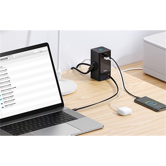 Baseus PowerCombo 5-in1 65W univerzális hálózati töltő adapter fekete
