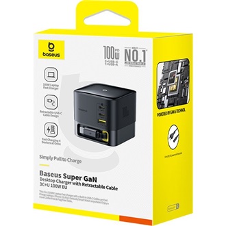 Baseus Super GaN 100W univerzális hálózati töltő adapter fekete