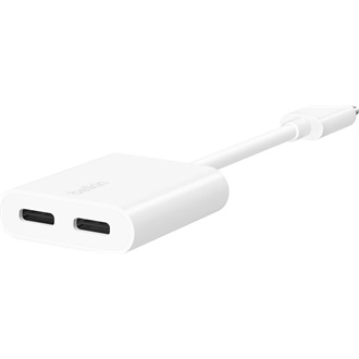 Belkin USB-C -> 2db USB-C M/F adapter 0.1m fehér 60W PD