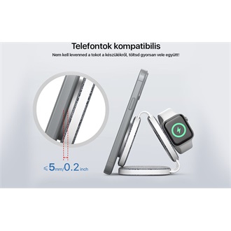 Boost YM-T1 3 -n-1 15W univerzális vezeték nélküli töltő adapter sötétszürke
