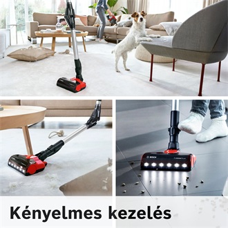 Bosch Unlimited 7 ProAnimal álló akkumulátoros porszívó piros-fekete