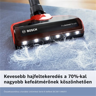 Bosch Unlimited 7 ProAnimal álló akkumulátoros porszívó piros-fekete