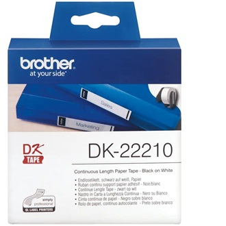 Brother DK22210 29mm x 30,48m öntapadós, fehér papírszalag tekercs címketekercs fehér
