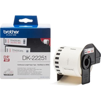 Brother DK-22251 Black/Red on White 62mm x 15,24mm címketekercs fekete-fehér