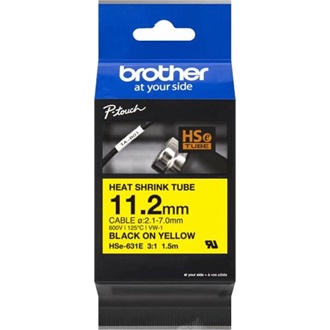 Brother HSE-631E Black on Yellow 11,2mm 1,5m címketekercs fekete-sárga