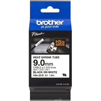 Brother HSe-221E Black on White 9mm 1,5m címketekercs fekete-fehér