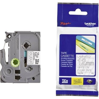 Brother TZE135 12mm WHITE ON CLEAR festékszalag fehér-átlátszó
