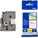 Brother TZE242 18mm fehér alapon piros festékszalag fehér-piros