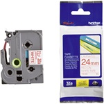 Brother TZE252 24mm fehér alapon piros festékszalag fehér-piros