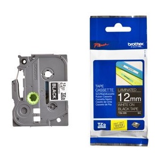 Brother TZE335 12mm fekete alapon fehér festékszalag fekete-fehér