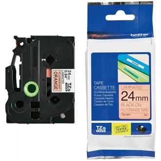 Brother TZEB51 12m narancssárga alapon fek. tartós laminált feliratokhoz festékszalag narancssárga-fekete