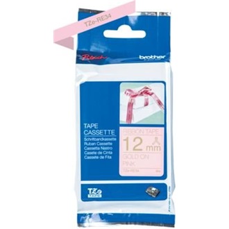 Brother TZERE34 12mm Gold/Pink ribbon tape festékszalag