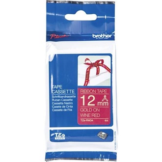 Brother TZERW34 tape 12mm Gold/Wine-Red ribbon tape festékszalag arany-piros