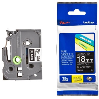 Brother TZe345 18mm fekete alapon fehér festékszalag fekete-fehér