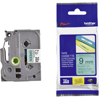 Brother TZe721 9mm zöld alapon fekete festékszalag fekete