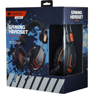 CANYON Gaming headset 3.5mm jack with microphone and volume control, with 2in1 3.5mm adapter, cable 2M, Black, 0.36kg